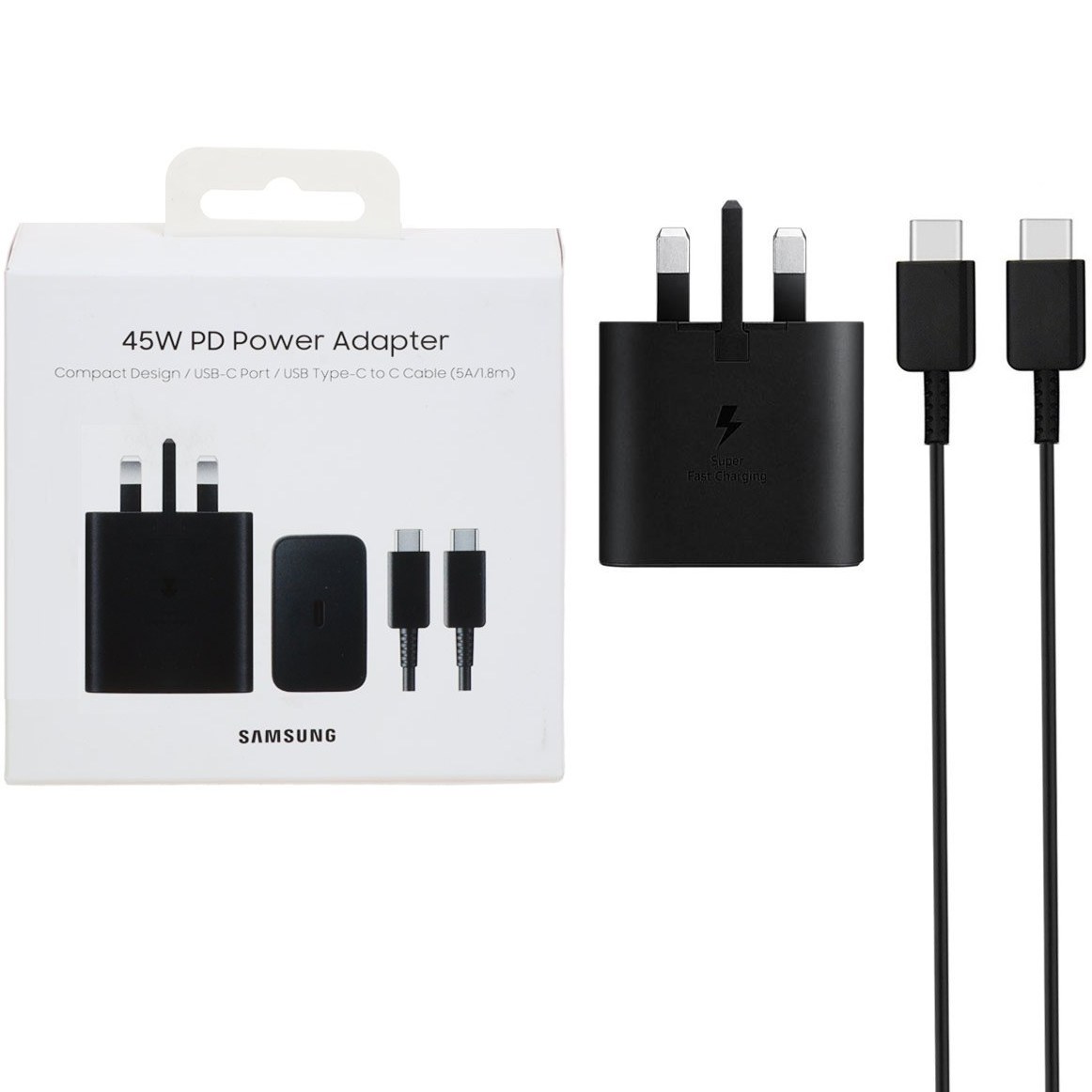 شارژر 3پین 45W سامسونگ EP-TA845 با کابل 1.8 متر USB Type-C