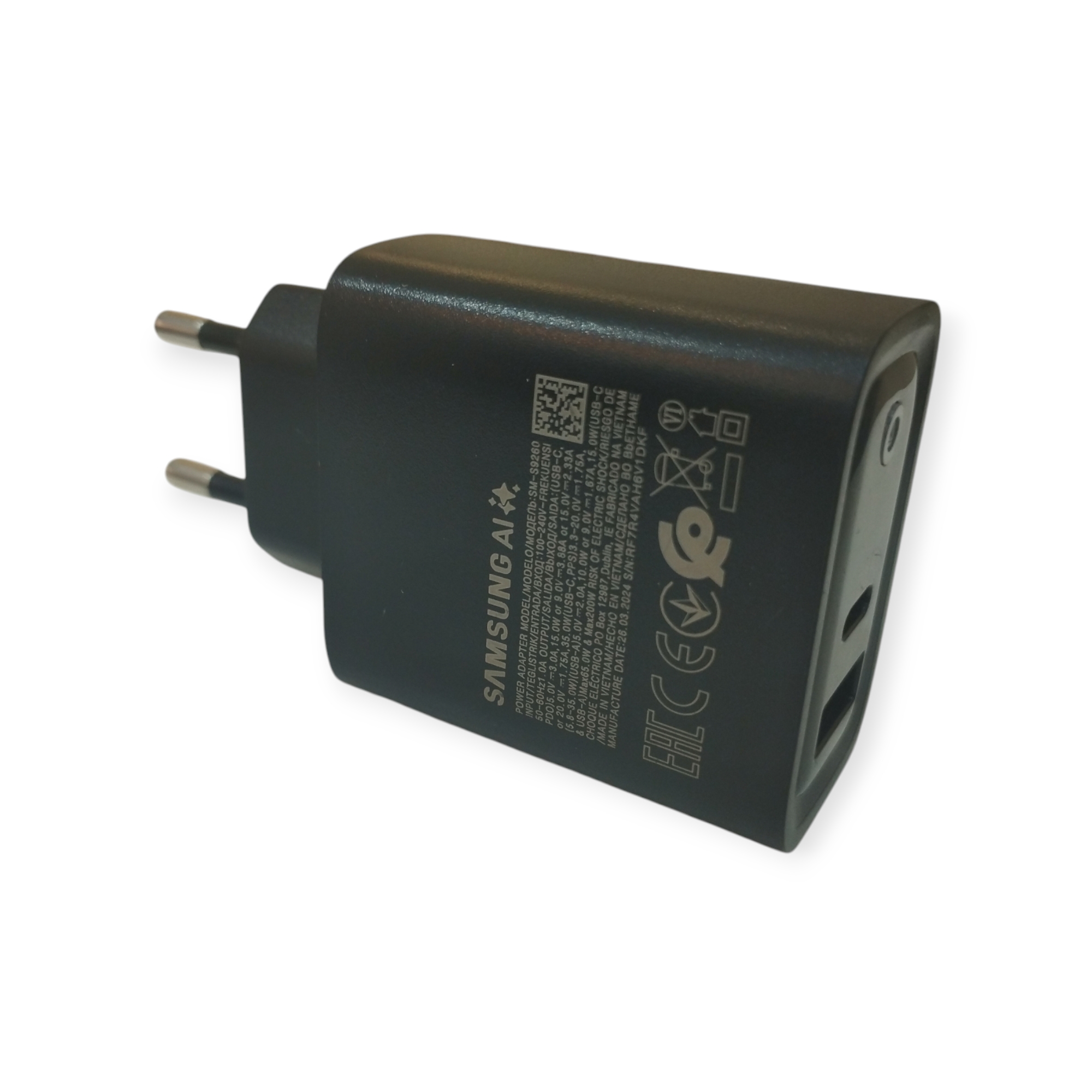 آداپتور سامسونگ 2 پورت با توان 45 وات و 65 وات مدل Samsung Ai SM-S9260